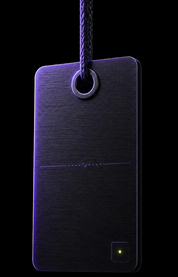 IrenicTech e-commerce platform marker — sculptural hanging price tag representing custom DTC storefronts, headless commerce, and conversion-engineered retail software