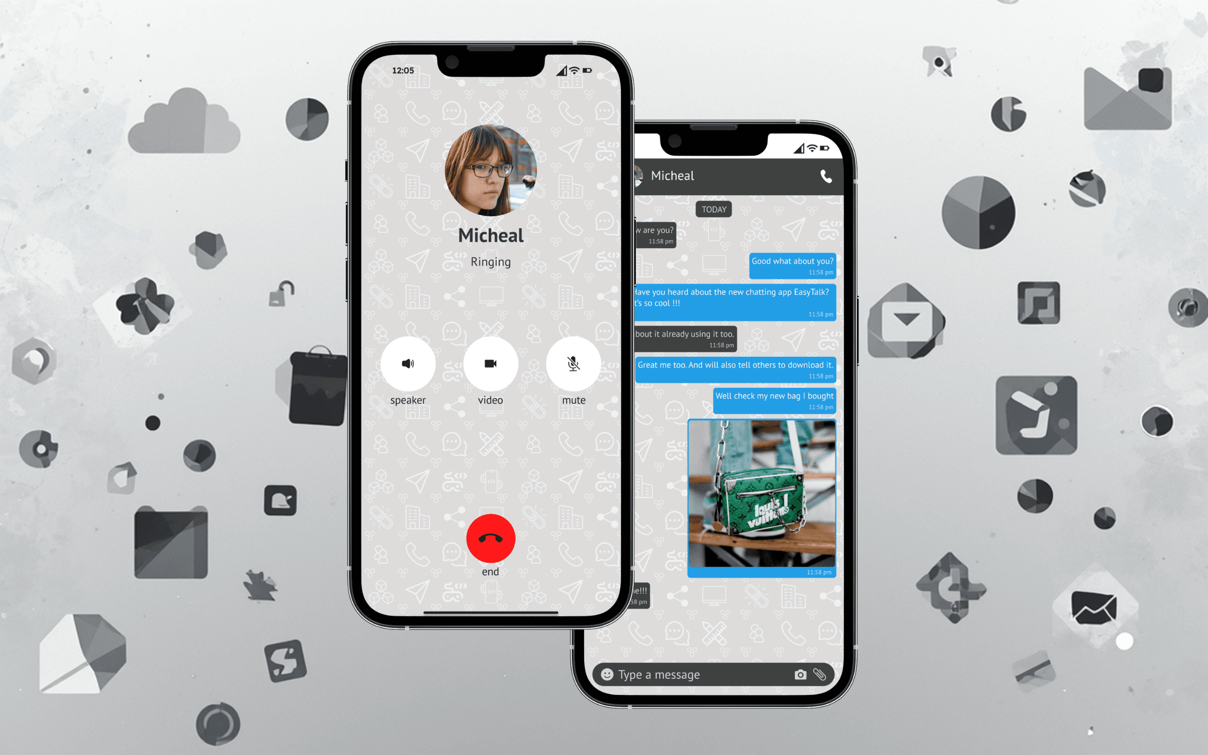 EasyTalk realtime messaging app by IrenicTech: HD voice and video calls, group chat, and media sharing on React Native with Agora and Firebase