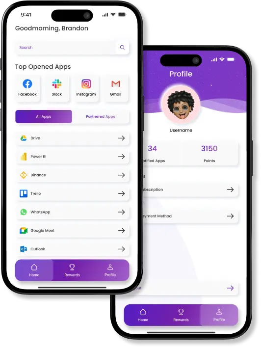 Pointify productivity app: notification scheduling and partner-app launcher mockup